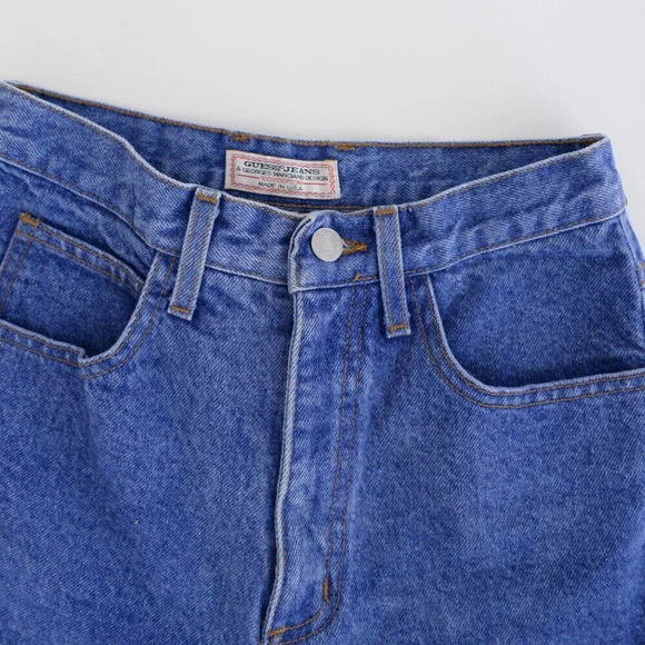 Vintage 80s Guess Jeans Blue High Waisted Straight Leg Mom Jeans 28 - Picture 10 of 14